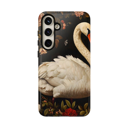 Elegant Swan Phone Case, Floral iPhone Cover, Tough Phone Case, Gift for Her, Nature Lover, Mother's Day, Birthday