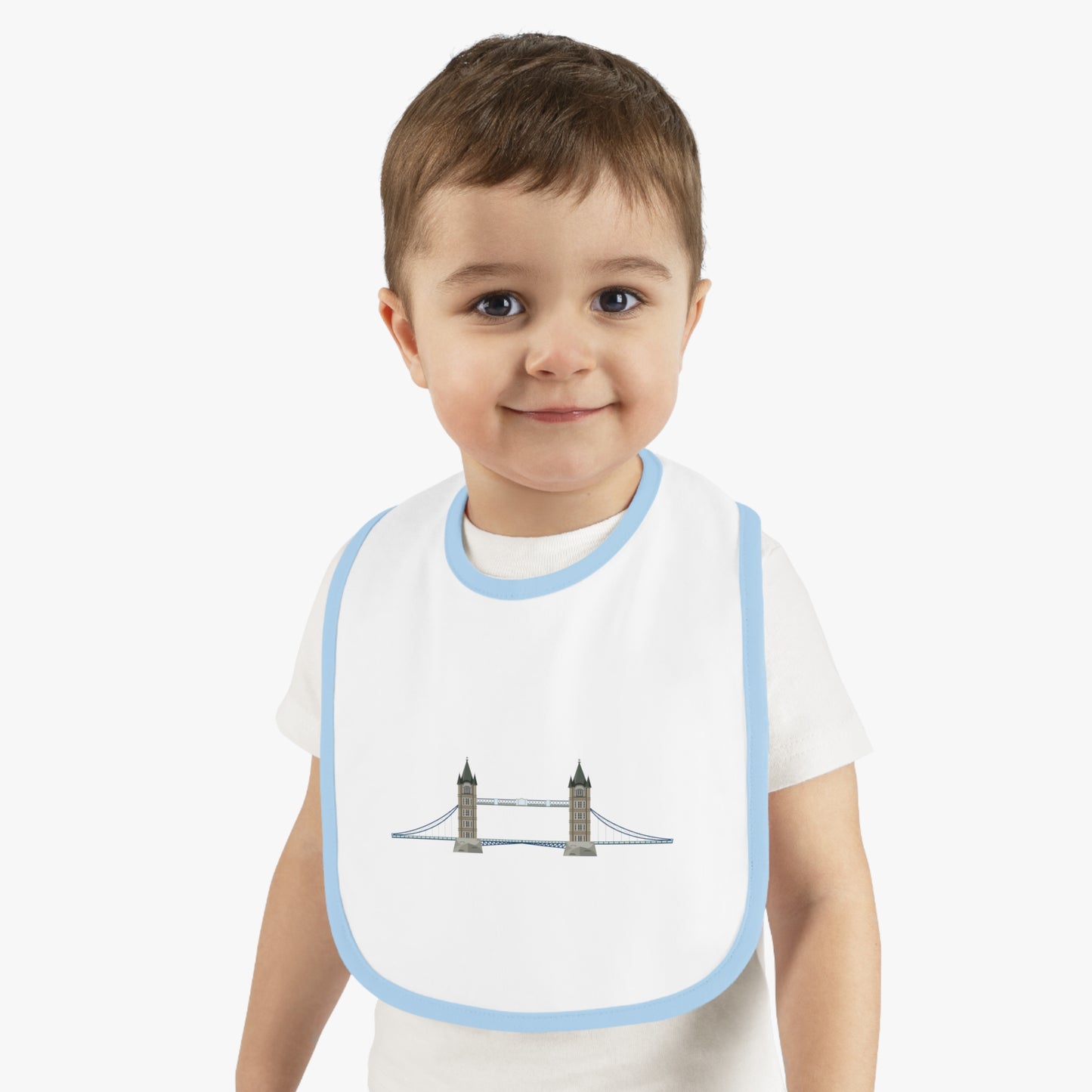 London Brigde Baby Bib, Cute Infant Feeding Bib, Newborn Gift, Baby Shower Present, Unique Child Bib