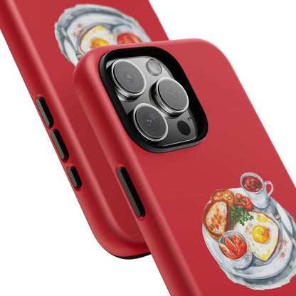 Breakfast-Inspired Phone Case, Tough Phone Covers, Foodie Gifts, Unique Accessories, Cute Kitchen Decor, Red Phone Case