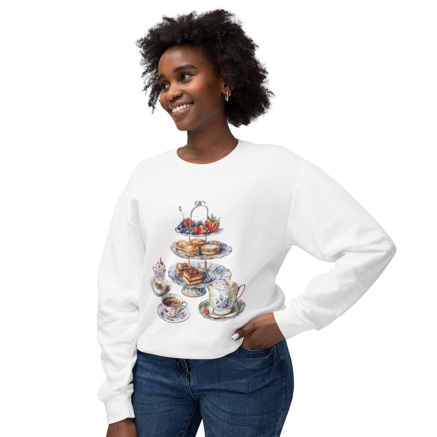 Unisex Lightweight Crewneck Sweatshirt - Dine Like a Monarch - Classic Royal Dishes of Britain