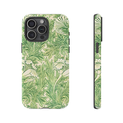 Green Floral Phone Case, Botanical iPhone Cover, Tough Phone Shell, Nature-inspired Gift, Eco-friendly Tech Accessory