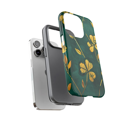 Floral Phone Case with Gold Accents, Tough Phone Cover, Stylish Phone Protector, Unique Gift for Her, Nature Lover Accessory