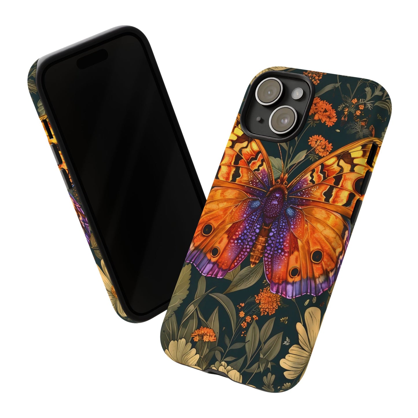 Butterfly Phone Case, Tough Cases for Nature Lovers, Vibrant Floral Design, Gift for Her, Cute Phone Accessories, Butterfly Artwork