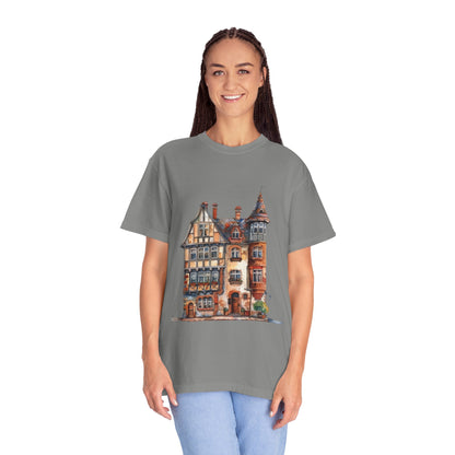 Unisex Garment-Dyed T-shirt - The Quintessential British Village House