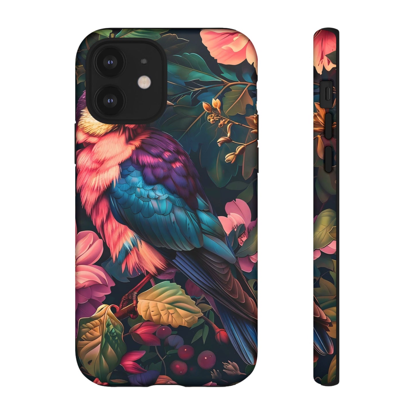 Vibrant Phone Case, Tropical Bird Design, Tough Phone Cover, Floral Tech Accessory, Gift for Nature Lovers