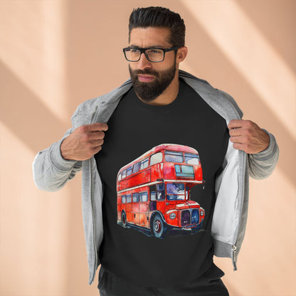 Unisex Crewneck Sweatshirt - London Transport English Bus Red Double-Decker