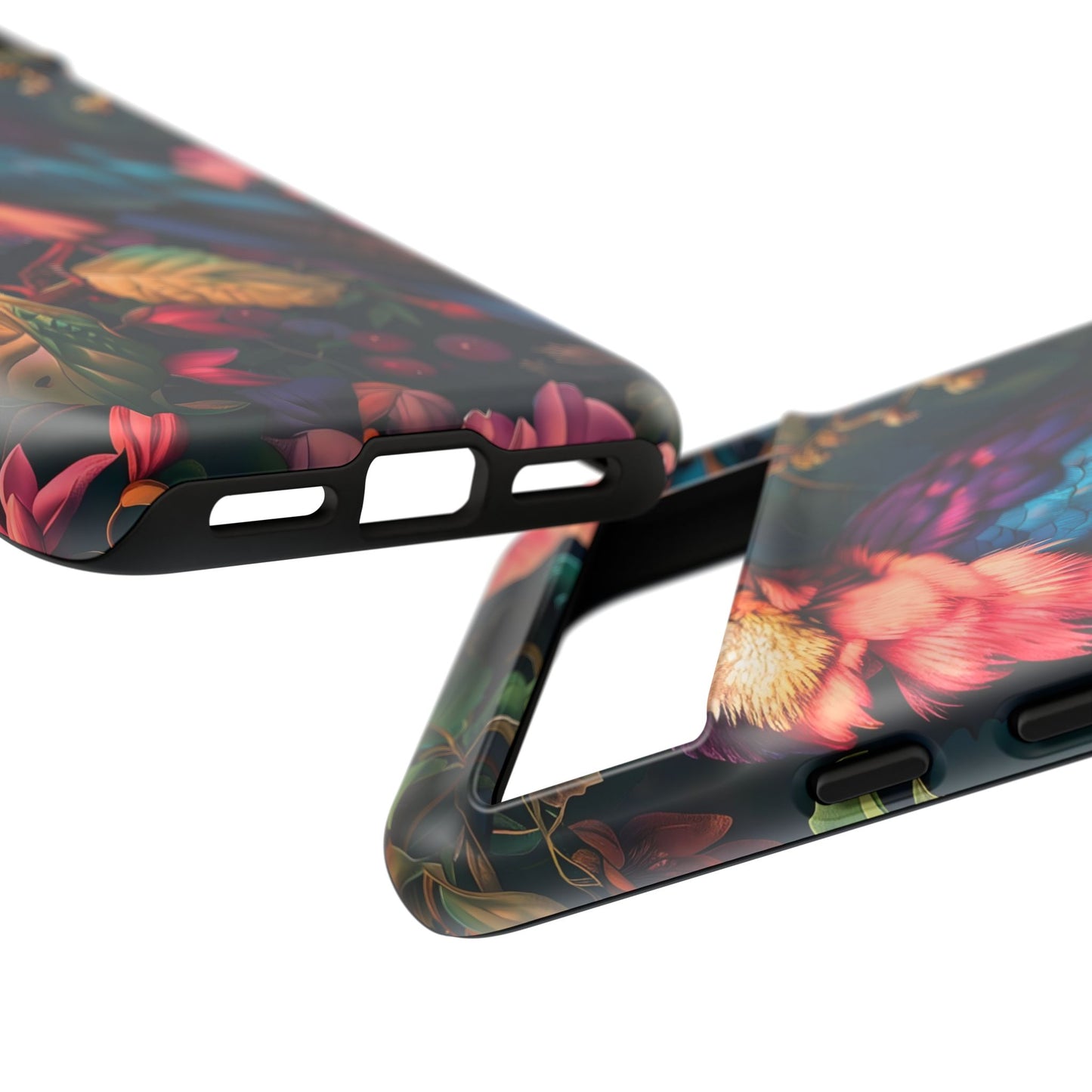 Vibrant Phone Case, Tropical Bird Design, Tough Phone Cover, Floral Tech Accessory, Gift for Nature Lovers