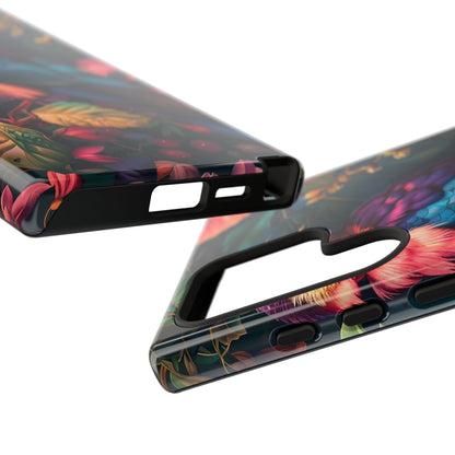 Vibrant Phone Case, Tropical Bird Design, Tough Phone Cover, Floral Tech Accessory, Gift for Nature Lovers
