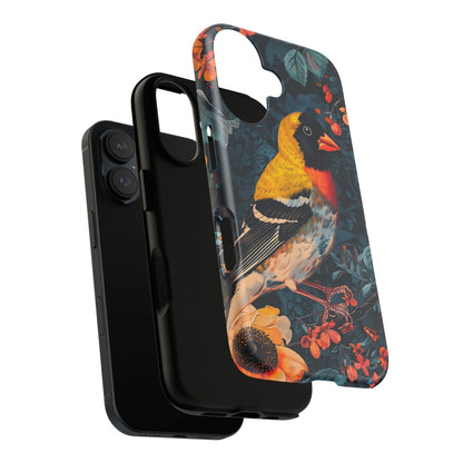 Colorful Bird Phone Case, Floral Phone Cover, Tough Phone Protector, Nature Lover Gift, Botanical Case, Unique Mobile Accessory