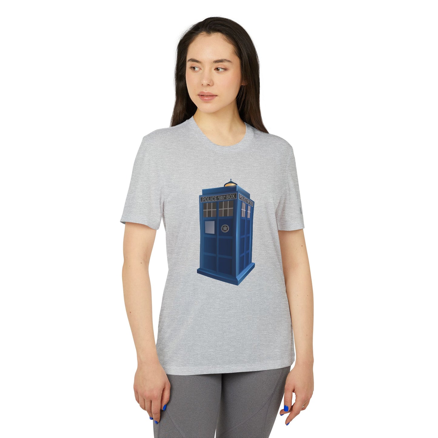 Adidas Unisex Doctor Who T-Shirt - Blue Police Box Design - British Police Public Call Box