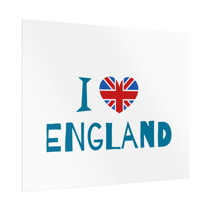 I Love England Rolled Poster - UK Travel Decor, Gift for Britains, Wall Art for Home, London Souvenir, Love England