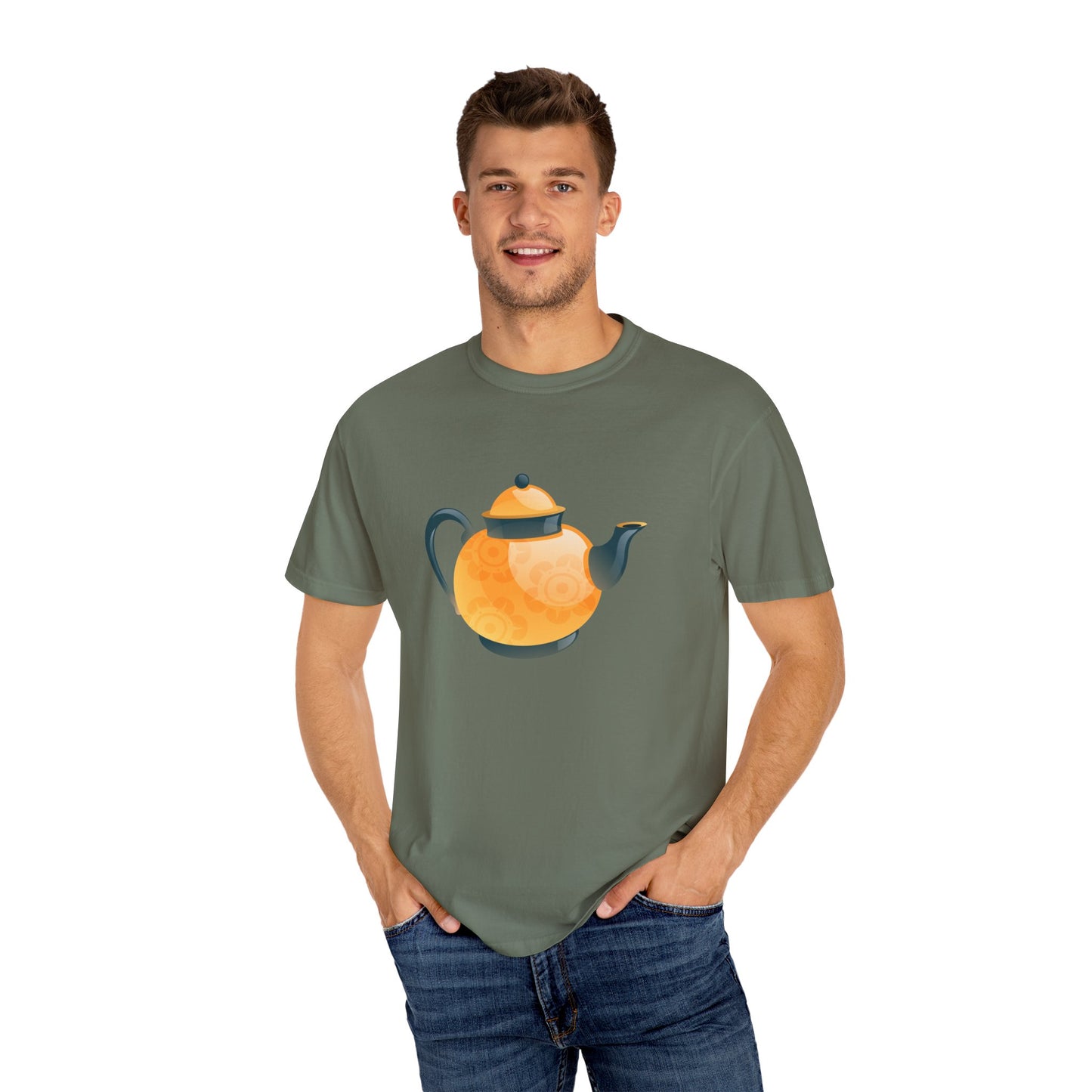 Unisex Garment-Dyed T-shirt - British Tea Kettle - Timeless Elegance in Tea Time