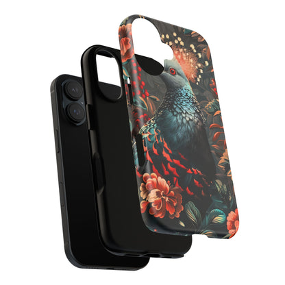 Floral Peacock Phone Case, Tough Cases, Artistic Phone Cover, Unique Gift, Nature Lover Accessory, Protective Case