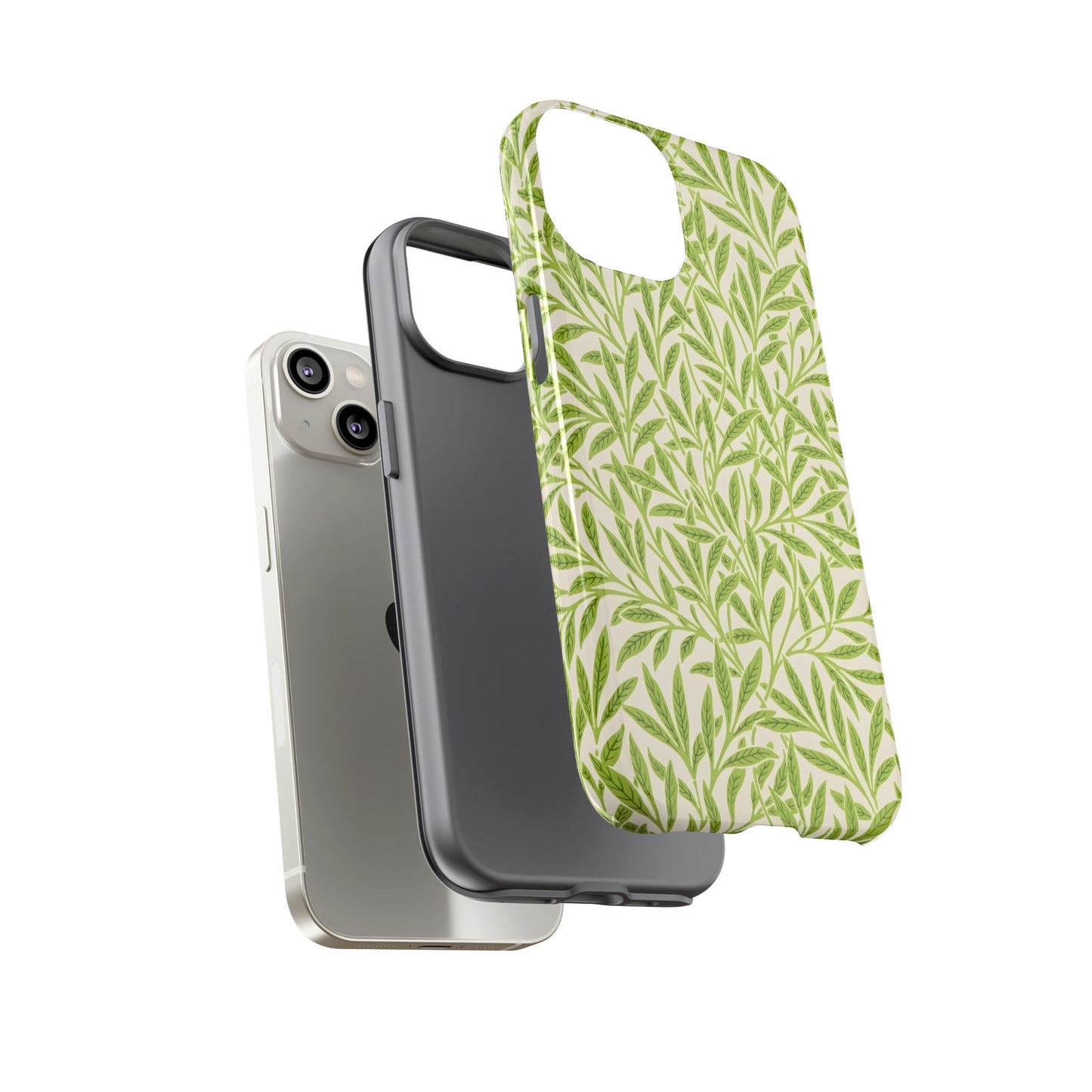 Green Leaf iPhone Case, Tough Cases, Botanical Phone Protection, Eco-Friendly Cover, Nature Lover Gift, Trendy Cell Phone Accessory