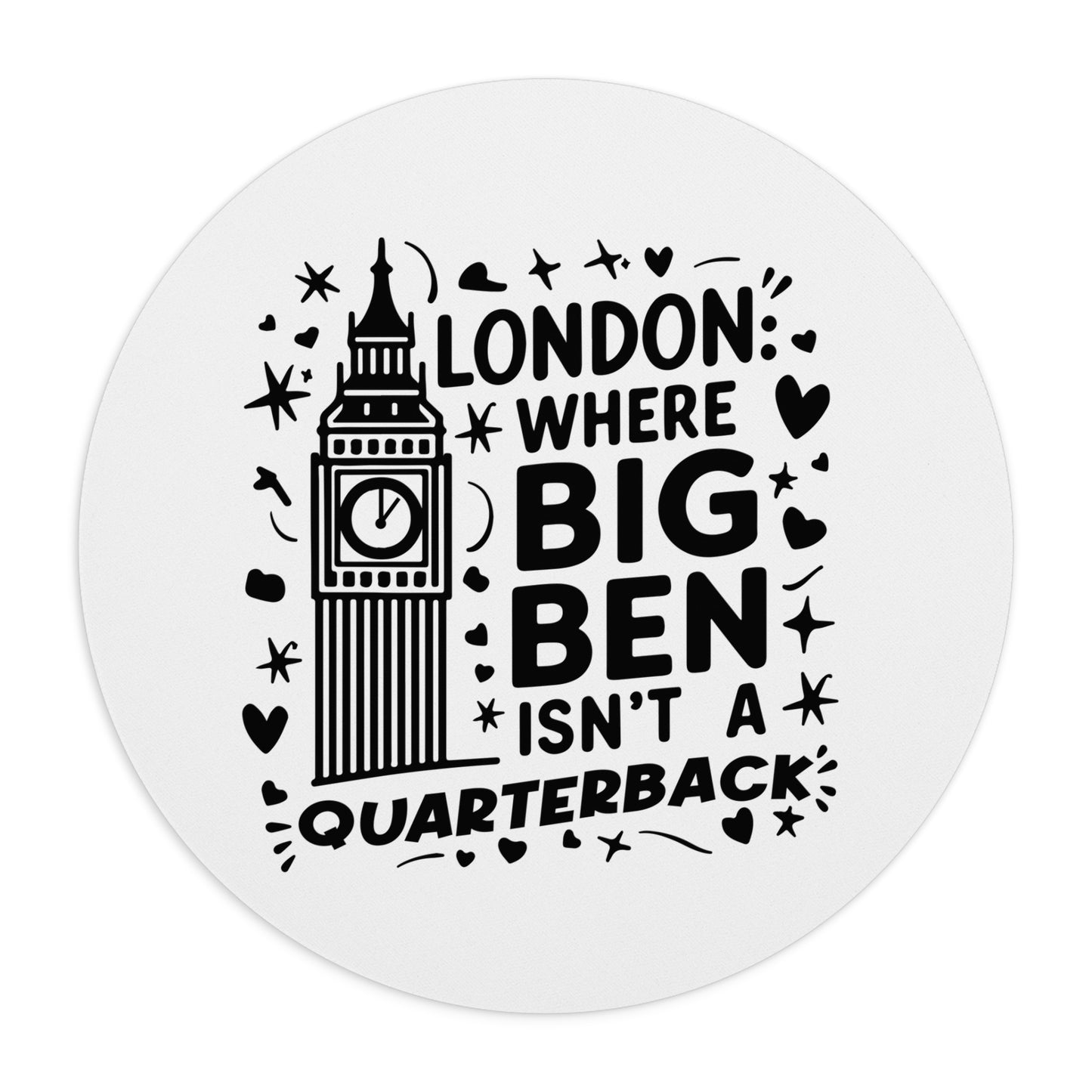 London-Themed Mouse Pad | Fun Black Big Ben Design, Office Gift, Work From Home Decor, Student Essentials, Travel Lover