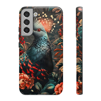 Floral Peacock Phone Case, Tough Cases, Artistic Phone Cover, Unique Gift, Nature Lover Accessory, Protective Case