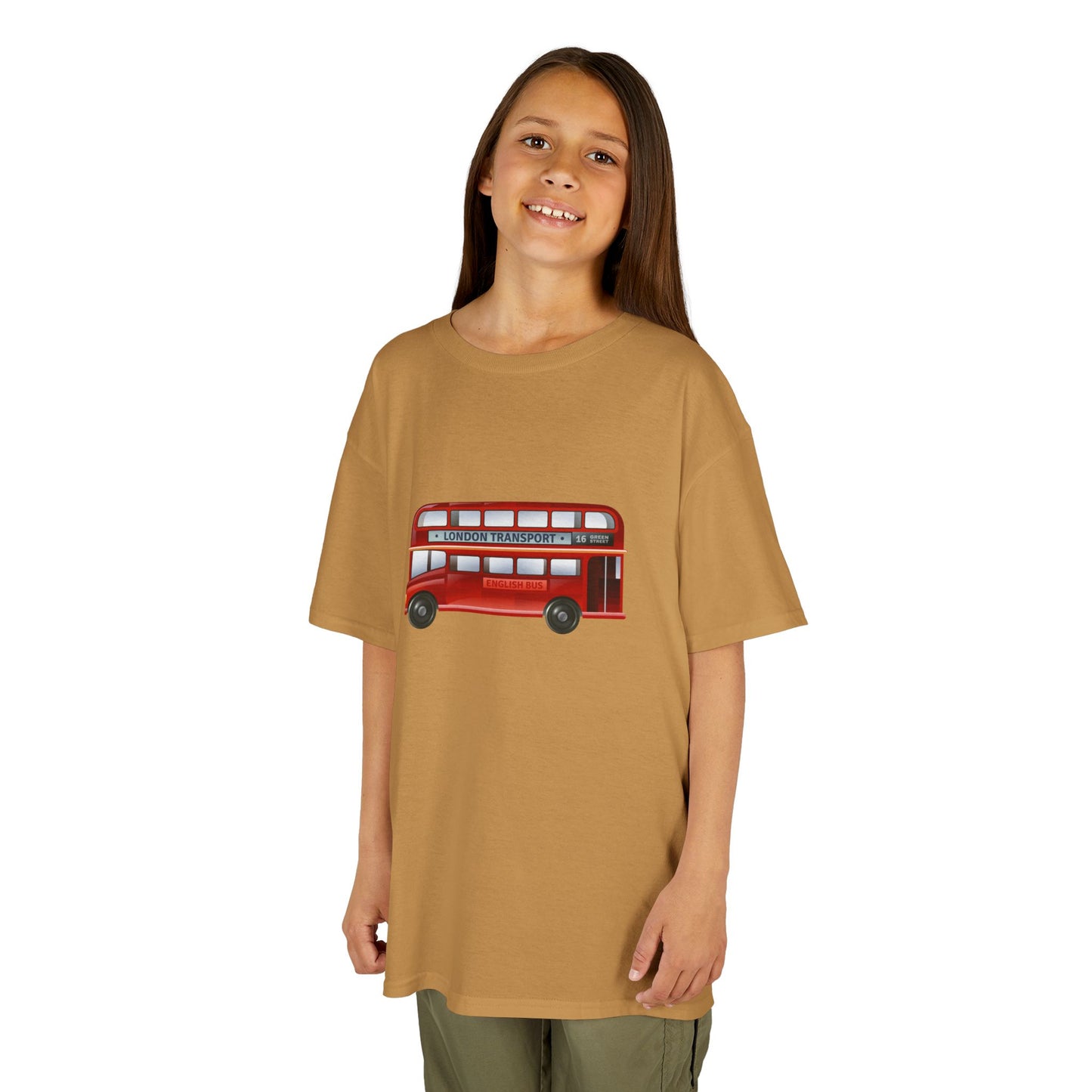 Kids  Tee - Vintage British Double-Decker Bus Art Print - Fun Cotton T-Shirt for Young Explorers
