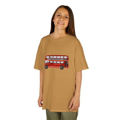 Kids  Tee - Vintage British Double-Decker Bus Art Print - Fun Cotton T-Shirt for Young Explorers