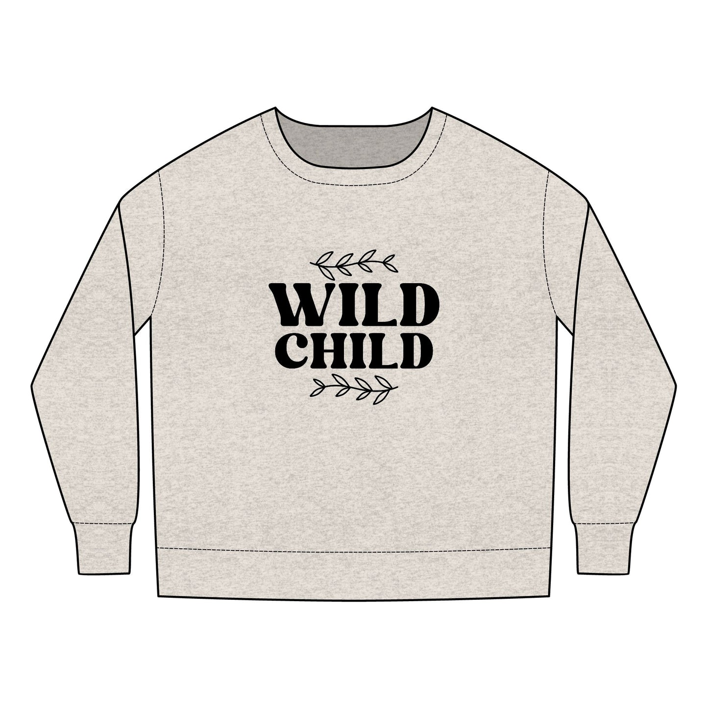 Toddler Sweatshirt - Wild Child Boho Retro Typography Design - Cozy and Fun Kids Apparel