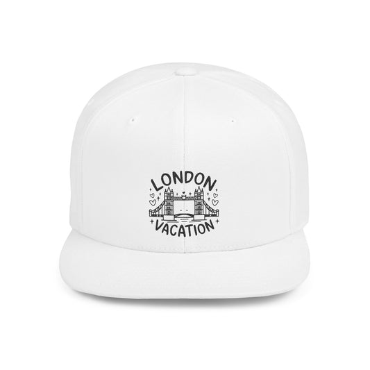 London Vacation Flat Bill Snapback Hat, Travel Cap, Summer Accessory, Gift for Travelers, Vacation Memories
