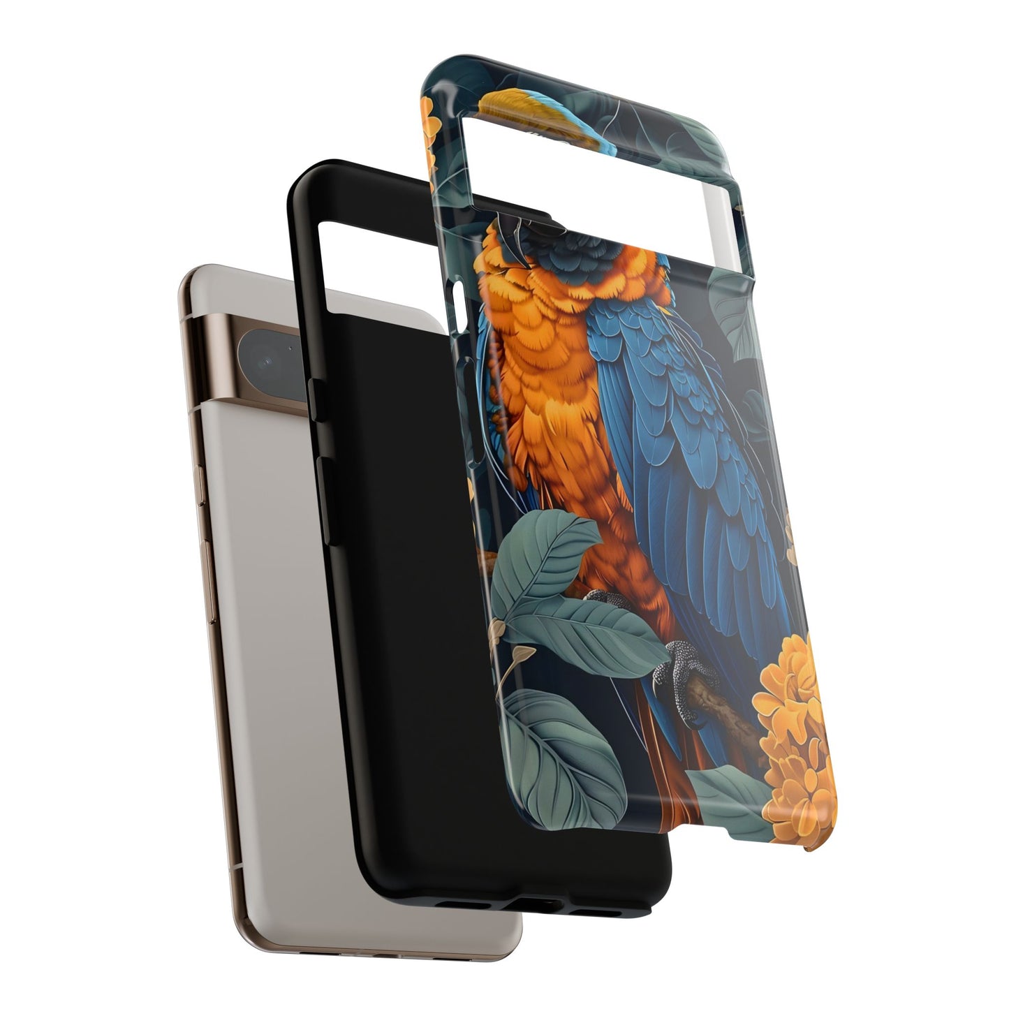Tropical Parrot Phone Case - Tough Cases, Colorful Phone Cover, Nature Lover Gift, Floral Design, Bird Lover Accessory