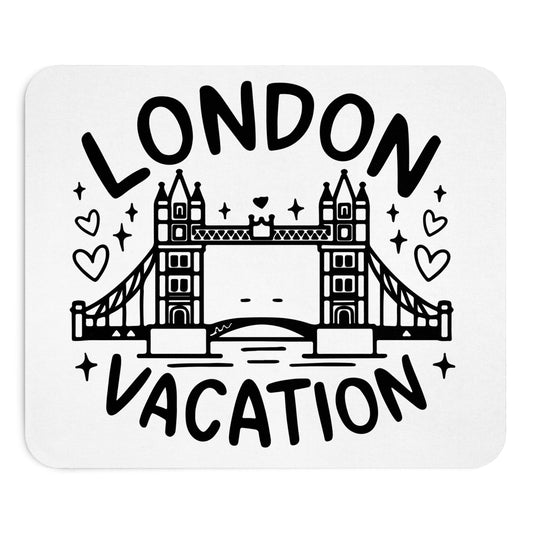 London Vacation Mouse Pad - Perfect for Home or Office, Gifts for Travelers, Desk Accessories, Work from Home Essentials, Black Mouse Mat