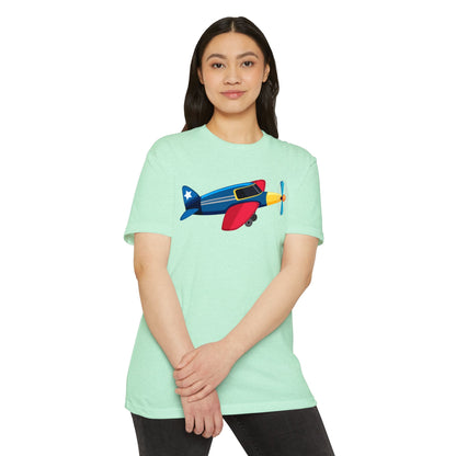 Unisex CVC Jersey T-shirt - Vintage Airplane Illustration - Retro Aviation Design