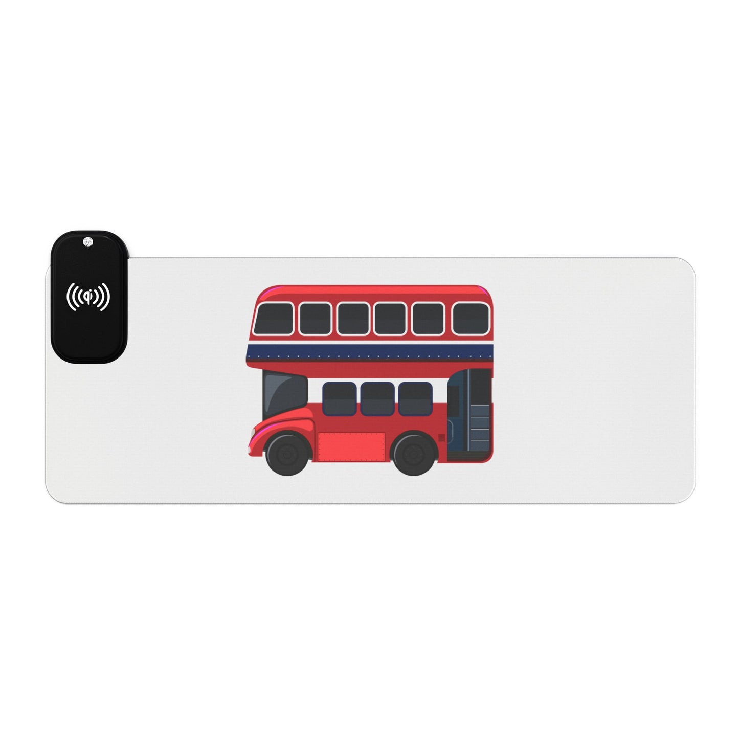 Red Double-Decker Bus Front View - LED Gaming Mouse Pad with Wireless Charging, Perfect for Gamers, Gaming Desk Accessories, Desk Decor, LED Light Mousepad