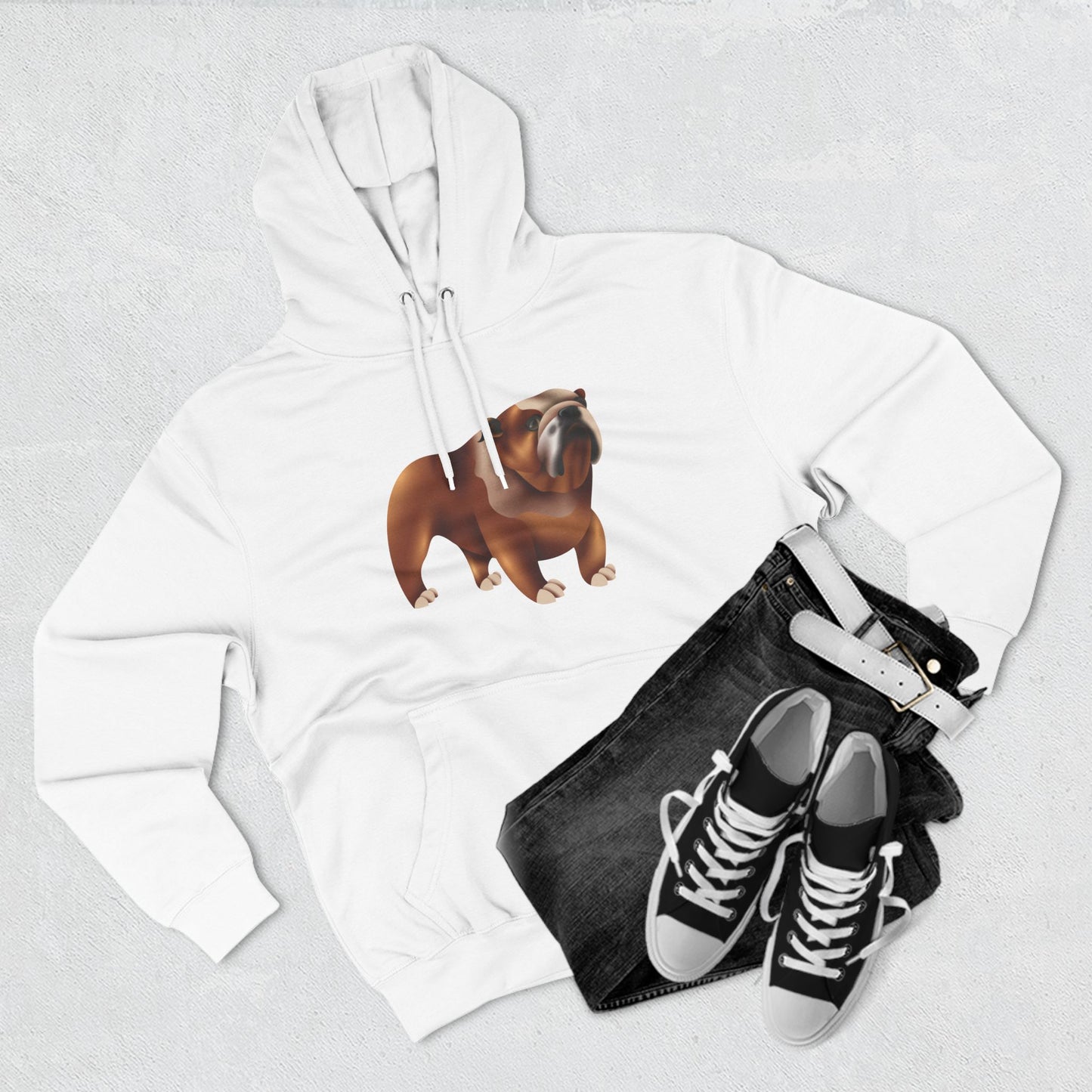 Three-Panel Fleece Hoodie - Adorable British Dog