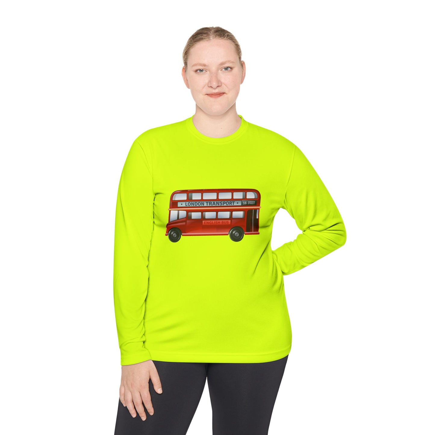 Unisex Lightweight Long Sleeve Tee - Vintage British Double-Decker Bus Art Print -  Perfect for Travel Lovers