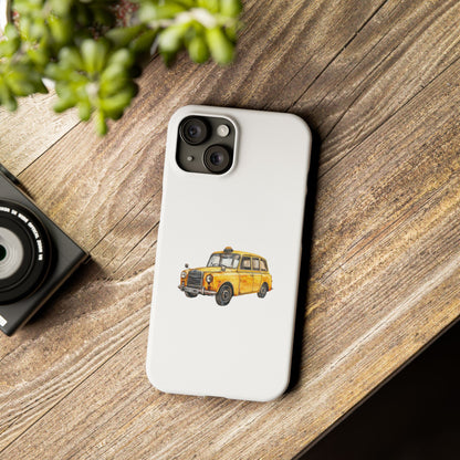 Vintage Yellow Taxi Slim Phone Case, NYC Taxi Accessory, Perfect Gift for Travelers, Phone Protection, Car Enthusiasts, Urban Style