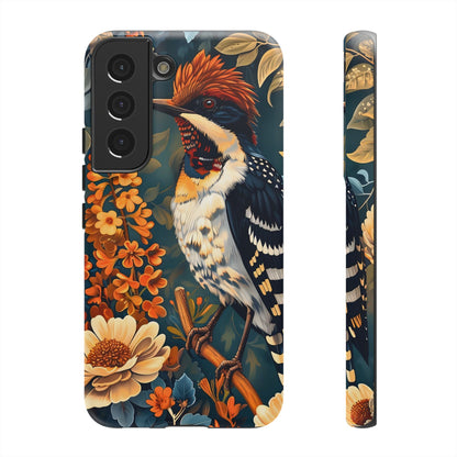Tough Cases: Floral Bird Phone Case, Vintage Style Cover, Nature Lover Gift, Botanical Design, Spring Inspire Fashion