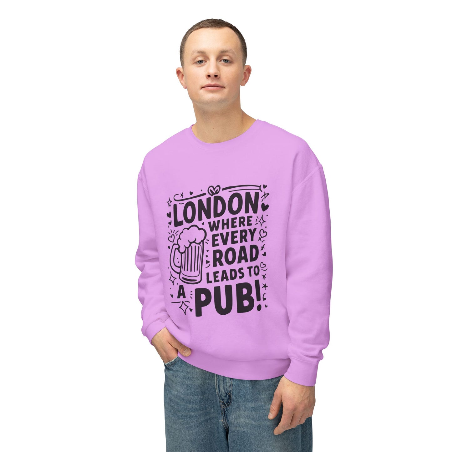 Unisex Lightweight Crewneck Sweatshirt - London where every road leads to Pub