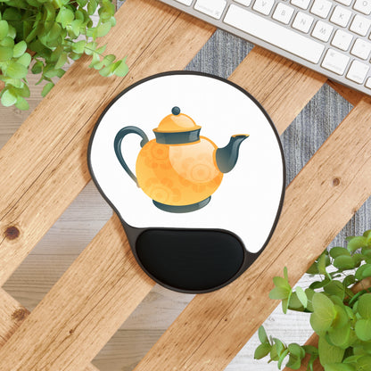 Decorative Mouse Pad with Wrist Rest - Teapot Design, Office Supplies, Gift for Home Office, Ergonomic Desk Accessory, Cute Mousepad