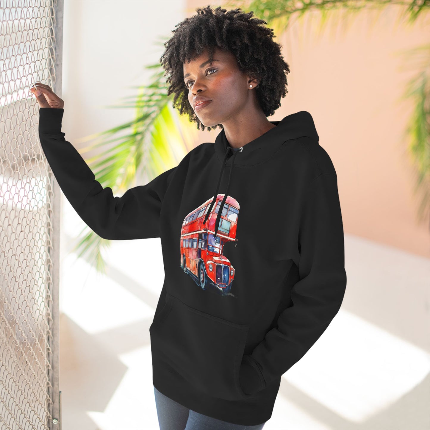 Three-Panel Fleece Hoodie - Rolling London - The Iconic Double-Decker