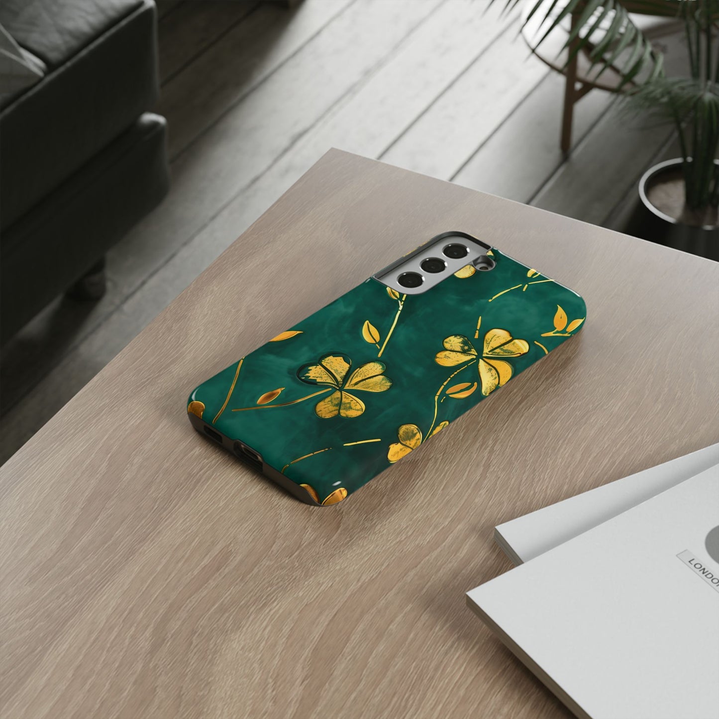 Floral Phone Case with Gold Accents, Tough Phone Cover, Stylish Phone Protector, Unique Gift for Her, Nature Lover Accessory