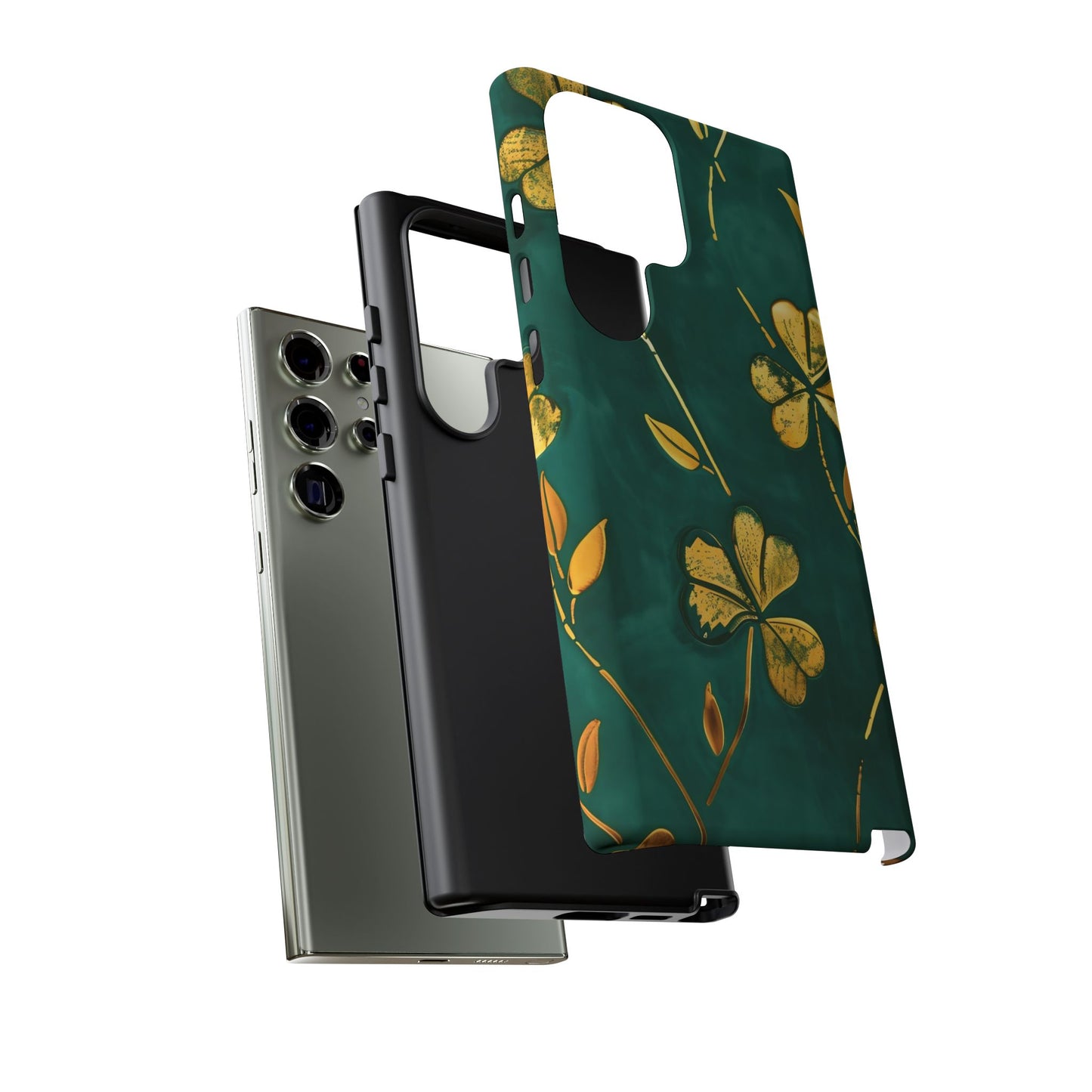 Floral Phone Case with Gold Accents, Tough Phone Cover, Stylish Phone Protector, Unique Gift for Her, Nature Lover Accessory