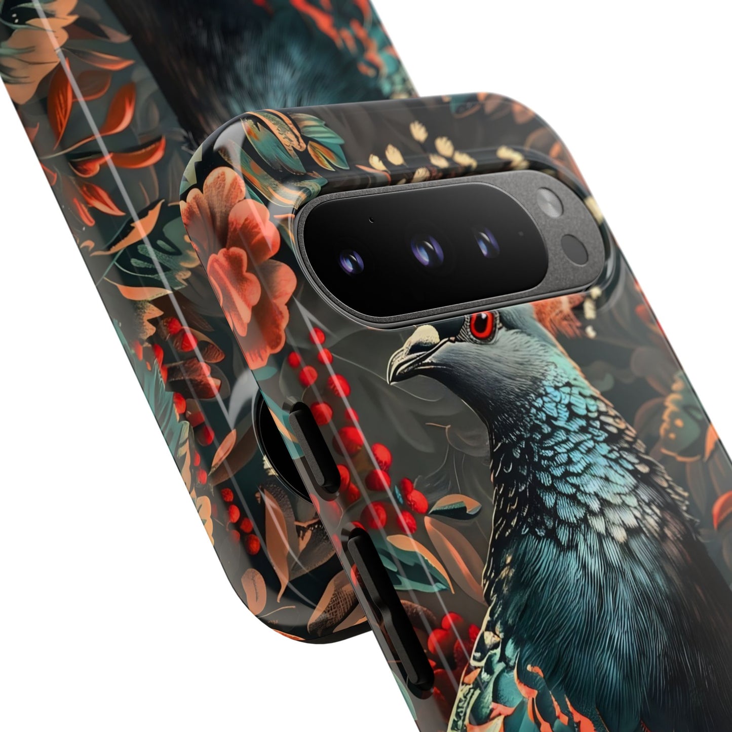 Floral Peacock Phone Case, Tough Cases, Artistic Phone Cover, Unique Gift, Nature Lover Accessory, Protective Case
