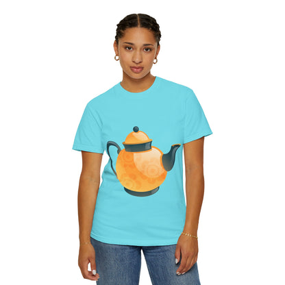 Unisex Garment-Dyed T-shirt - Classic British Tea Kettle - Timeless Elegance in Tea Time