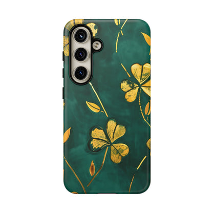 Floral Phone Case with Gold Accents, Tough Phone Cover, Stylish Phone Protector, Unique Gift for Her, Nature Lover Accessory
