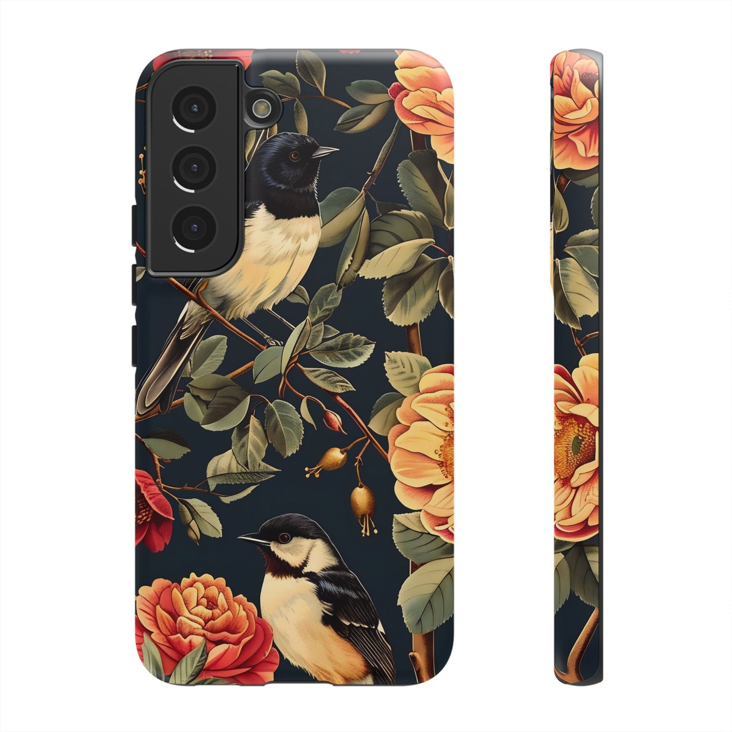 Floral Phone Case with Birds, Botanical iPhone Cover, Bird Lover Gift, Nature-Inspired Accessories, Eco-Friendly Mobile Case