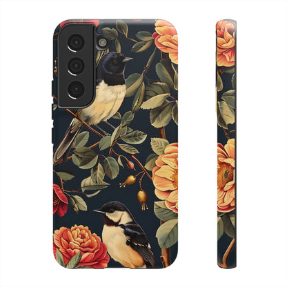 Floral Phone Case with Birds, Botanical iPhone Cover, Bird Lover Gift, Nature-Inspired Accessories, Eco-Friendly Mobile Case