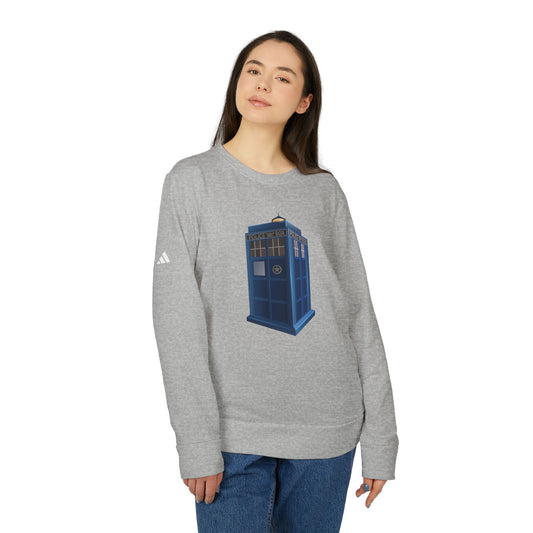 Adidas Unisex Fleece Crewneck Sweatshirt - Blue TARDIS - British Police Public Call Box