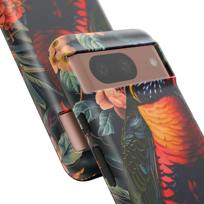 Tropical Parrot Phone Case, Floral Print Protector, Gift for Nature Lovers, Stylish Accessory for Summer, Unique Smartphone Cover