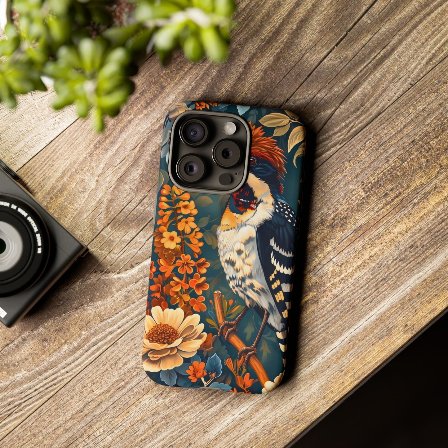 Tough Cases: Floral Bird Phone Case, Vintage Style Cover, Nature Lover Gift, Botanical Design, Spring Inspire Fashion