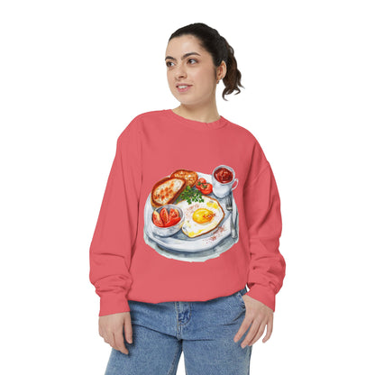 Unisex Garment-Dyed Sweatshirt - Iconic British Royal Breakfast and Foods