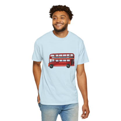 London Transport - Iconic Red Double-Decker Trendy Unisex Garment-Dyed T-shirt