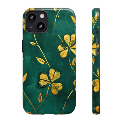 Floral Phone Case with Gold Accents, Tough Phone Cover, Stylish Phone Protector, Unique Gift for Her, Nature Lover Accessory