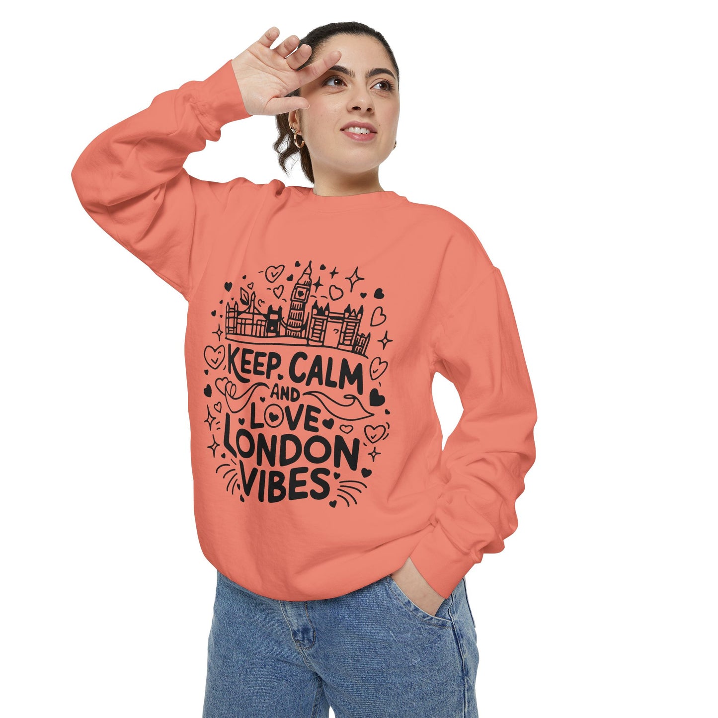 Unisex Garment-Dyed Sweatshirt - Keep Calm and Love London Vibes