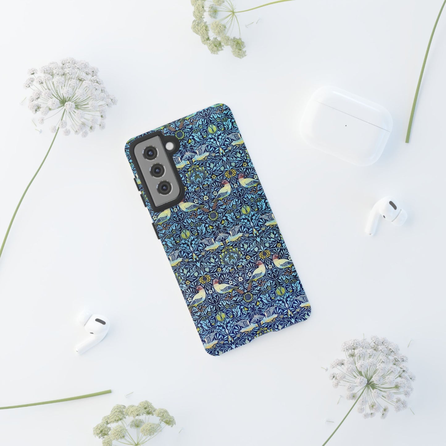 Bird and Floral Pattern Phone Case, Tough Cases, Gift for Nature Lovers, Eco-friendly, Custom Phone Accessories, All-Occasion
